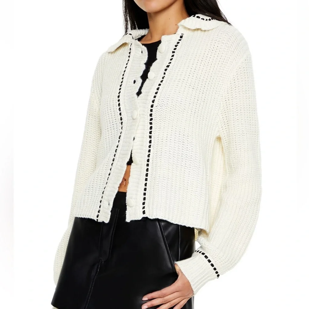 Forever21 Stitched-Trim Cardigan Sweater - Picture 12 of 13